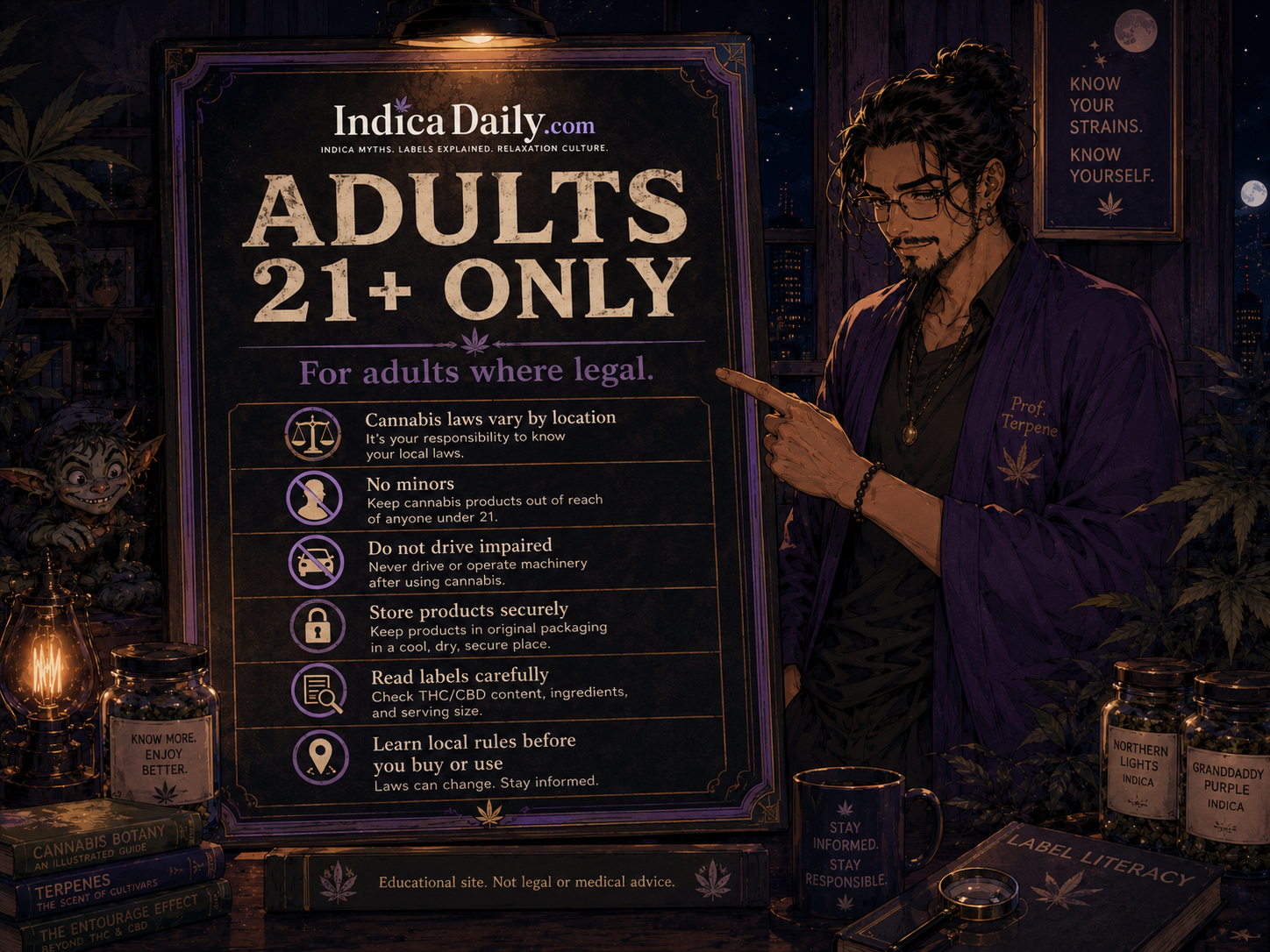 Adults 21+ only where legal cannabis warning poster.