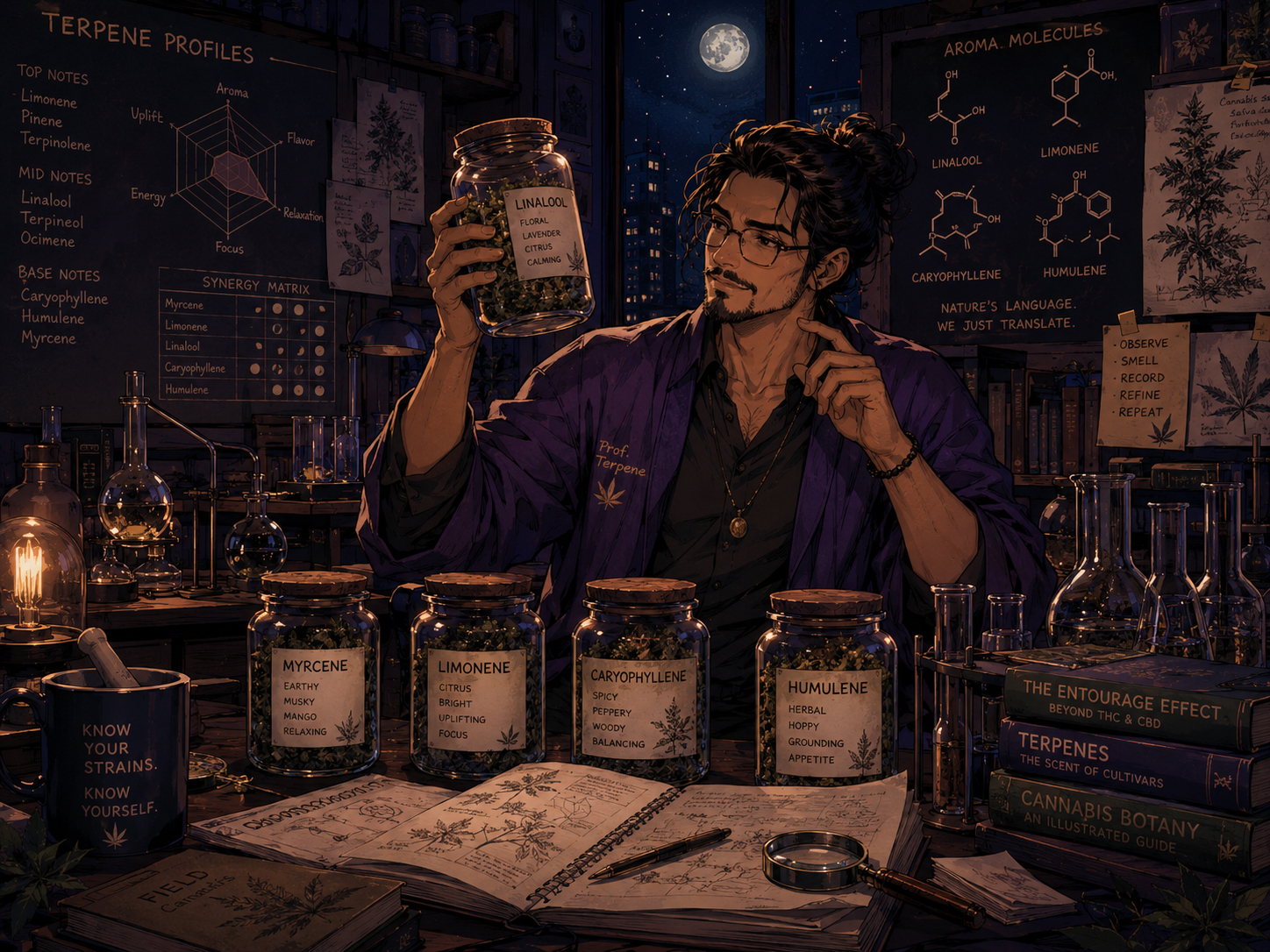 Professor Terpene in the lab.